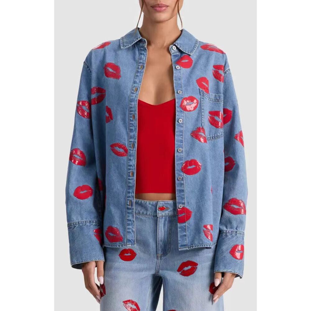 Alice + Olivia FINELY OVERSIZED BUTTON DOWN